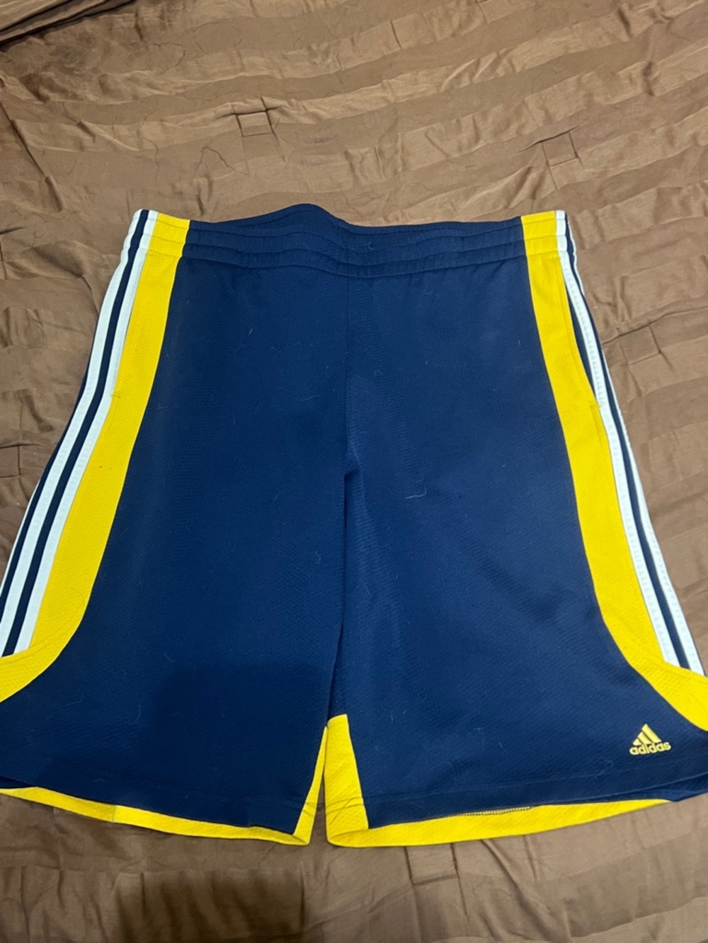 adidas Navy Blue and Yellow Sport Shorts